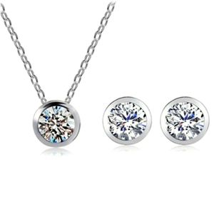 NEW Bezel round cut CZ Jewelry set